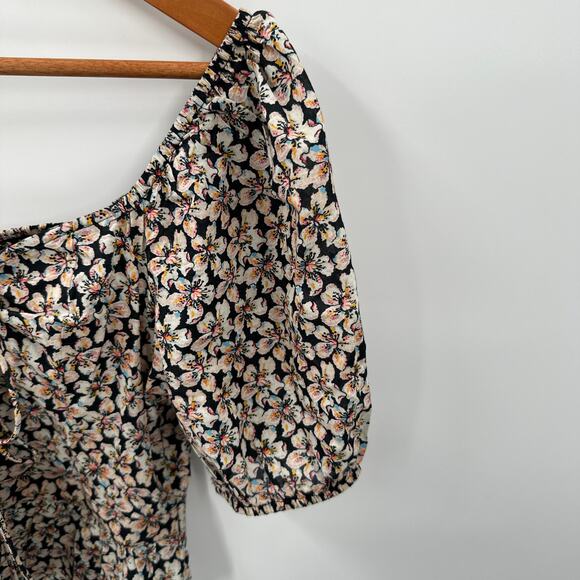 Paige NWT Azul Smocked Back Puff Sleeve Blouse Top in Black Multi // S - Picture 9 of 15